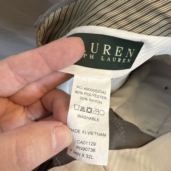 Lauren Ralph Lauren Mens Classic Fit Grey Dress Pants Size 34 X 32 Preowned - Picture 13 of 16